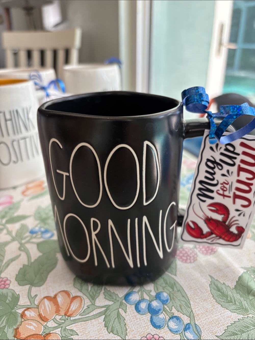 Rae Dunn Black 'Good Morning' Ceramic Mug